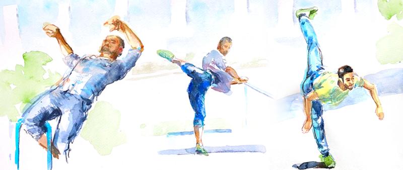After Work: Figur in Bewegung in Aquarell