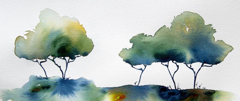 After Work: Lockere Aquarellbäume