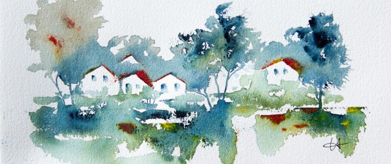 After Work: Lockere Aquarell-Landschaft
