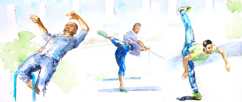 After Work: Figur in Bewegung im Aquarell