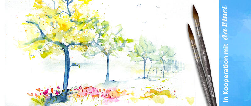 Kompaktworkshop: Aquarell für Anfänger - Bäume im Frühling