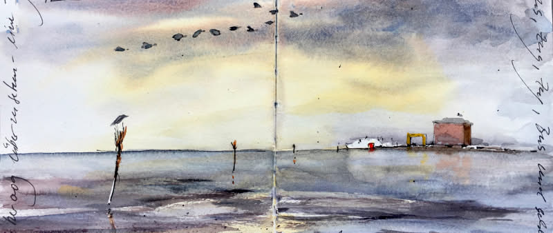 Wellen, Wolken und Wasser – unterwegs einfach skizzieren