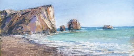 Mediterrane Landschaft in Pastell