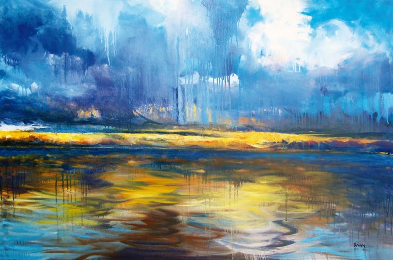 Experimentelle Landschaftsmalerei in Acryl